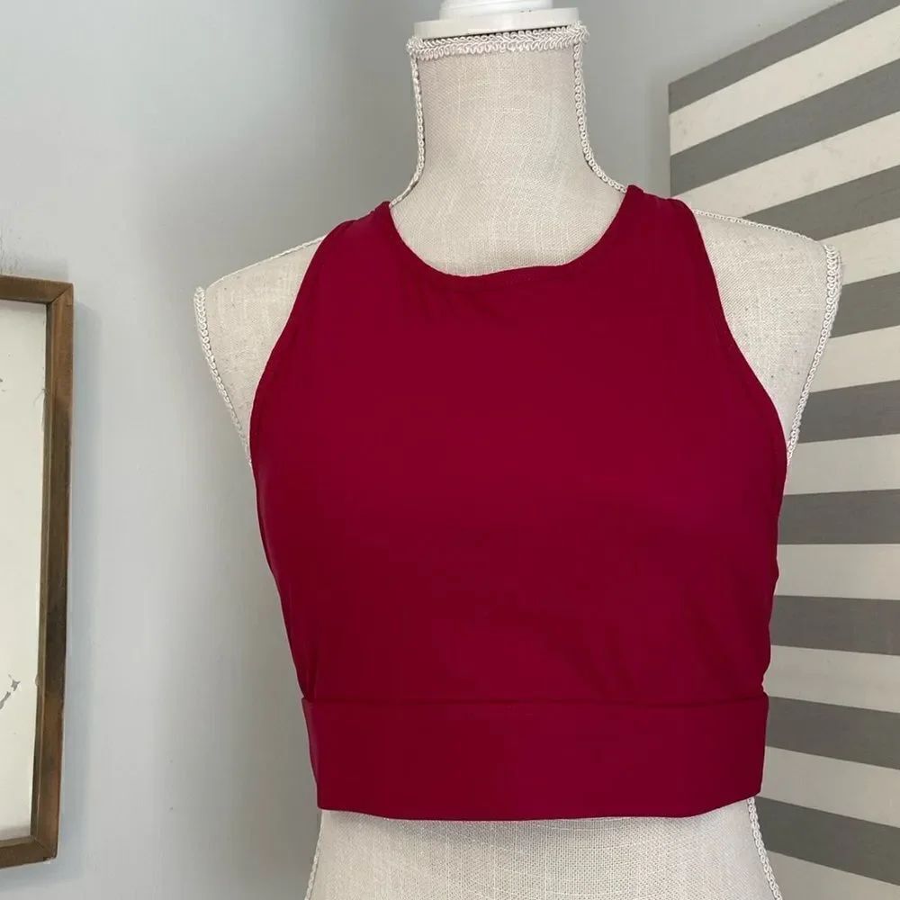 Fabletics Maroon Red Crossback High Neck Sports Bra Size XXS